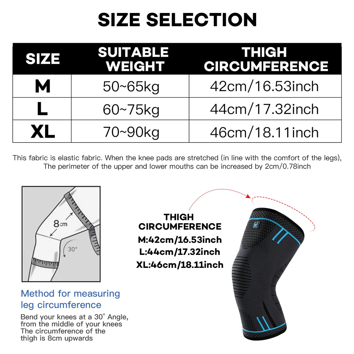 1 Pcs Compression Knee Support Sleeve Elastic Breathable Knee Pads Brace Springs Gym Sports Protector Basketball Volleyball Run Beauty World Shop