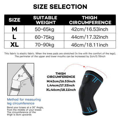 1 Pcs Compression Knee Support Sleeve Elastic Breathable Knee Pads Brace Springs Gym Sports Protector Basketball Volleyball Run Beauty World Shop