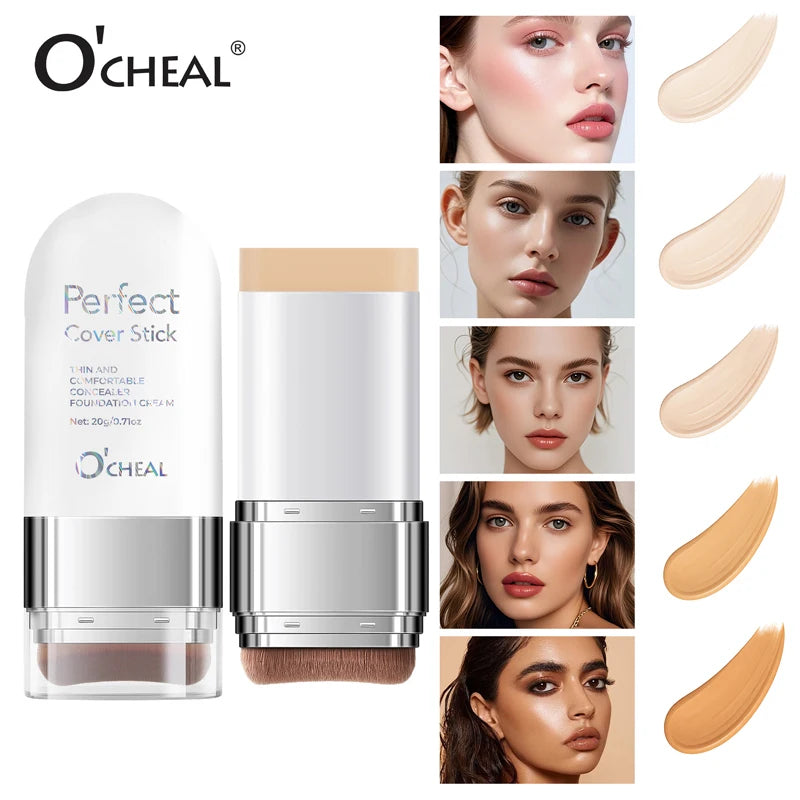 O'CHEAL Perfect Cover Stick Thin And Comfortable Concealer Foundation Cream Stick Instant Natural Waterproof Long-lasting Makeup Beauty World Shop