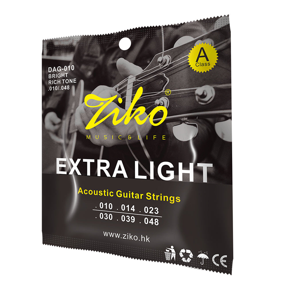 ZIKO DAG-010 6Pcs/Set Acoustic Guitar Strings Steel Core Copper Wound Guitarra Strings Acoustic Guitar Parts & Accessories Beauty World Shop