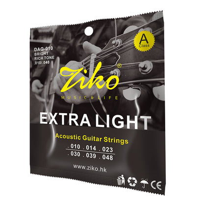 ZIKO DAG-010 6Pcs/Set Acoustic Guitar Strings Steel Core Copper Wound Guitarra Strings Acoustic Guitar Parts & Accessories Beauty World Shop