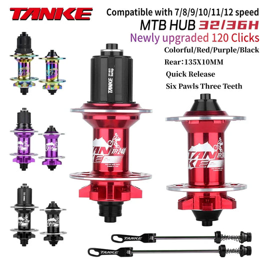 TANKE 120 Click Hub Bearing MTB Hub Front Rear 32 36 Holes Disc Brake Bicycle Hubs 7 8 9 10 11 12 Speed Quick Release 6 Pawl Hub Beauty World Shop