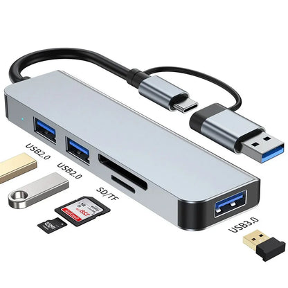 8 In 2 USB HUB With Splitter Card Reader, USB C Port, USB 3.0 / 2.0, SD/TF Splitter Card Reader, Docking Station Beauty World Shop
