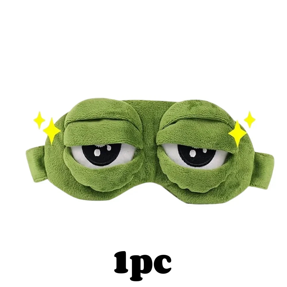 3D Sad Frog Sleep Mask Natural Sleeping Eyeshade Cover Shade Eye Patch Women Men Soft Portable Blindfold Travel Eyepatch Beauty World Shop
