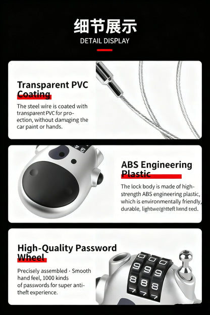 Bicycle Steel Cable Code Lock Suitcase Car Sled Telescopic Wire Rope Lock Bicycle Helmet High-precision Code Wheel Password Lock Beauty World Shop