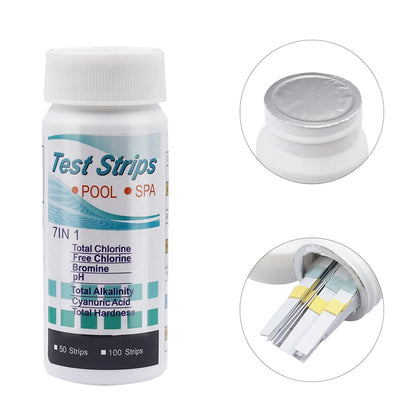 50/100pcs 3/5/6/7 in 1 Swimming Pool PH Test Strips SPA Swimming Pool Water Tester Paper Hardness Tool for Chlorine Bromine Beauty World Shop