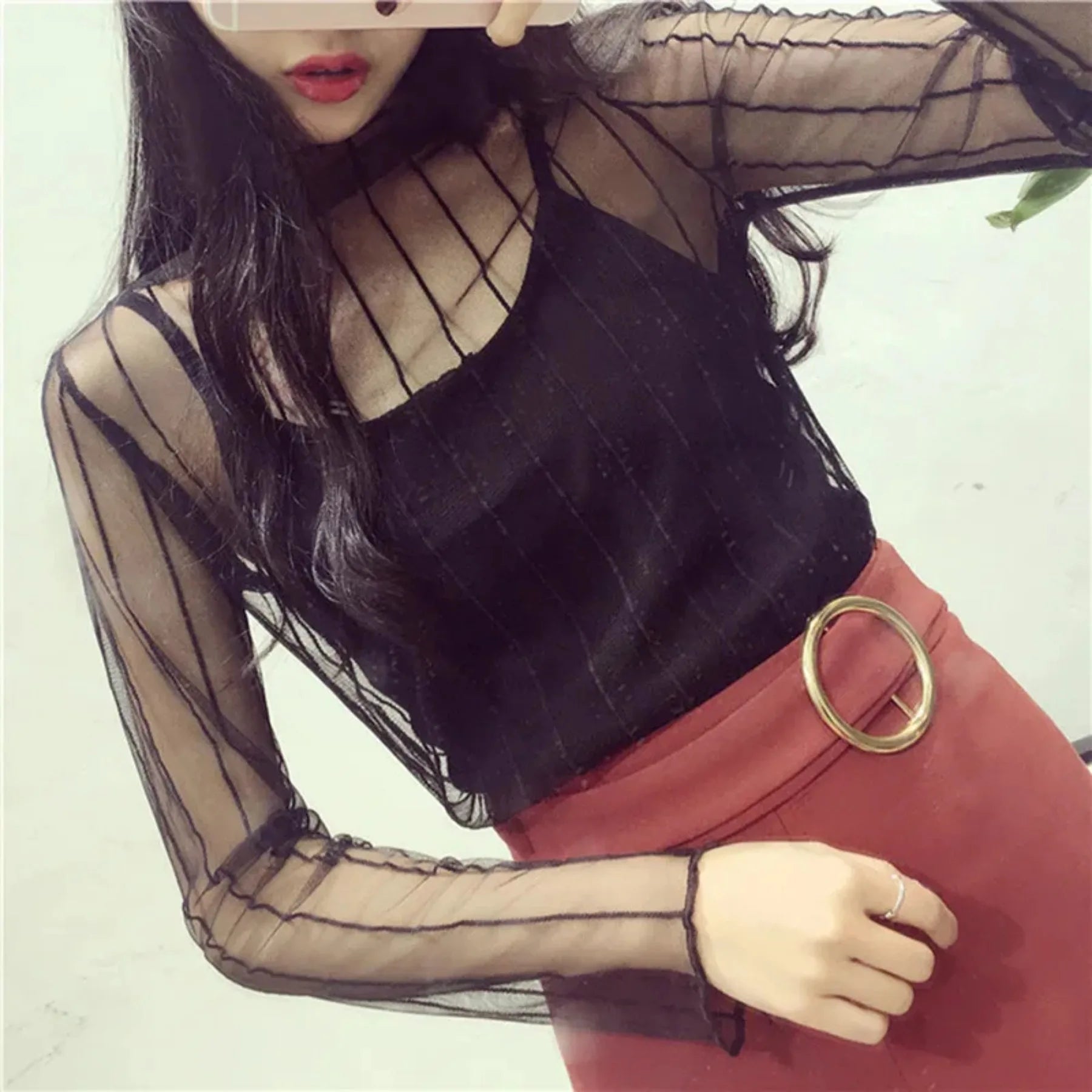 New Transparent See Through Shirt Women Sexy Harajuku Mesh Tops Net Undershirt Star Base Top Camisas Femininas Clubwear SheerTee Beauty Trend Shop
