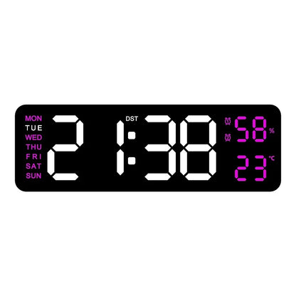 9 Inch Large Digital Wall Clock USB Powered TEMP Humidity Week Auto Dimmer DST Table Clock 12/24H Electronic LED Alarm Clock Beauty World Shop