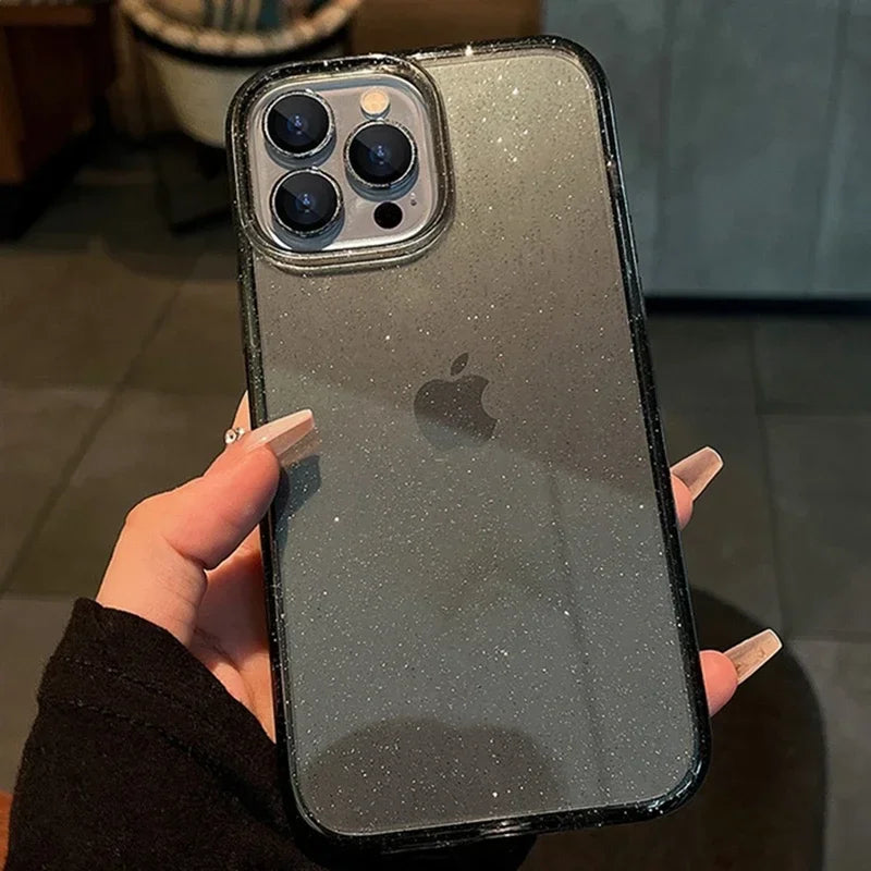 New Luxury Bling Glitter Clear Case For iPhone 16 15 14 13 12 11 Pro Max Mini X XR XS Shockproof TPU Transparent Soft Cover Beauty World Shop