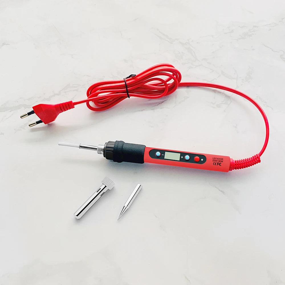 80W Soldering iron kit adjustable temperature LCD solder welding tools Ceramic heater soldering tips Tweezers soldering wire Beauty World Shop