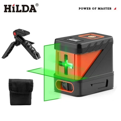 HILDA 2 Lines Laser Level Self Levelling Green Beams Laser Horizontal Vertical Cross Line Mini Laser Level Beauty World Shop