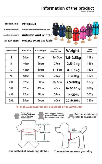 Thick and Warm Waterproof Pet Clothes Dog and Cat Cotton Coats Winter Chest and Back Cat Cotton Vests Dog Supplies