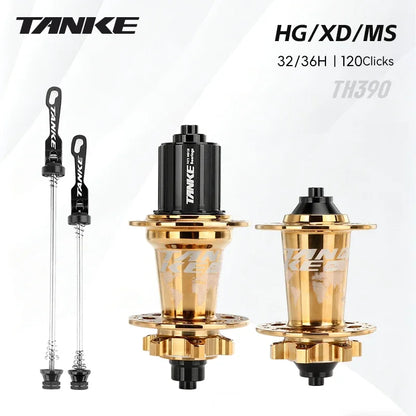 TANKE 120 Click Hub 6 Bearing Mountain Bike MTB Hub Front Rear 32 36 Holes QR Thru-axle Exchange Disc Brake Bicycle Hubs HG MS Beauty World Shop