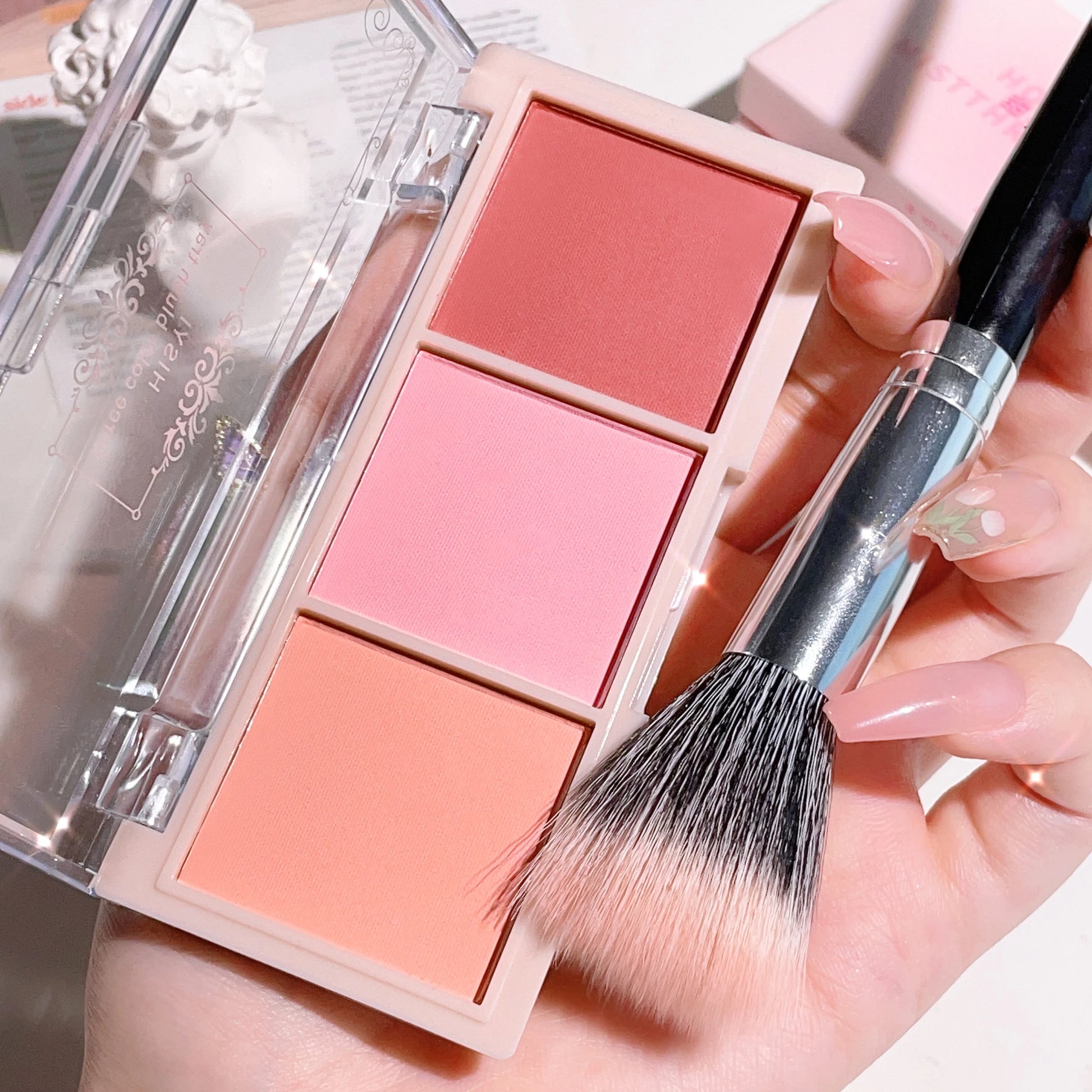 HISYI three-color blush natural color rendering delicate non-flying powder matte rouge holding makeup clear vitality girl blush Beauty World Shop