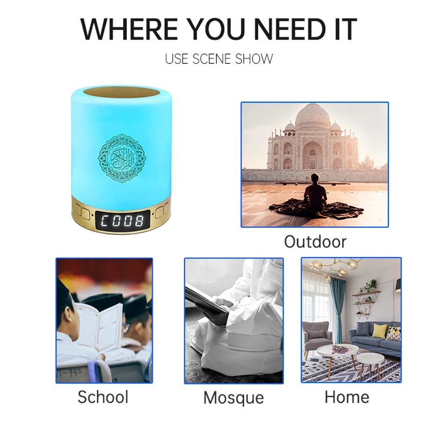 Holy Mini Bright Muslim Night Light Quran Lamp Box Koran Gift Azan Wireless Bluetooth Speaker Sound Portable Blutooth Music Home