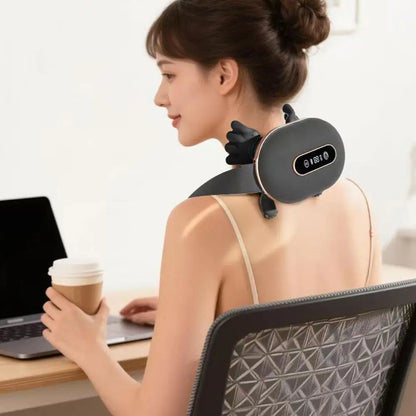 4D Kneading Neck Massager with Real Hand Feel Heated Compression 3 Levels Intensity Cordless for Home and Office Use