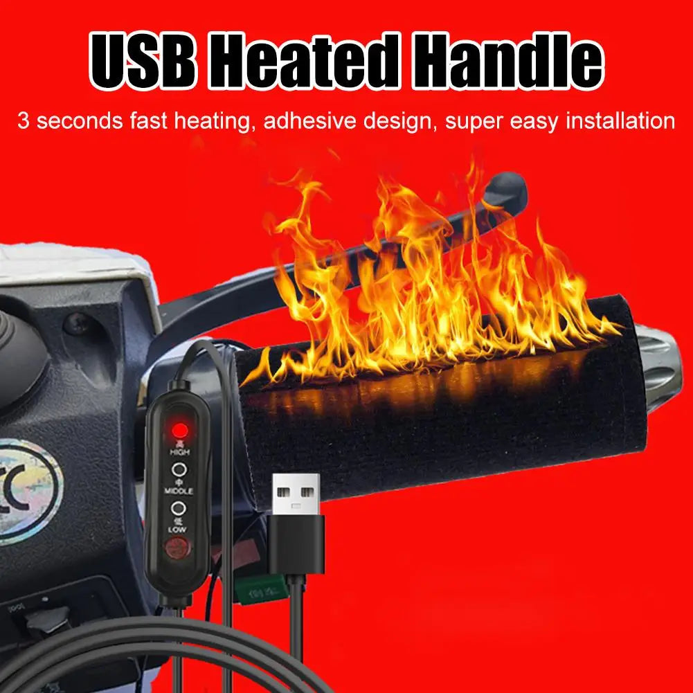Motorcycle Heated Grips Handlebars USB Adjustable Insulated Handlebars Electric Scooter Bicycle Winter Warming Accessories Beauty Trend Shop