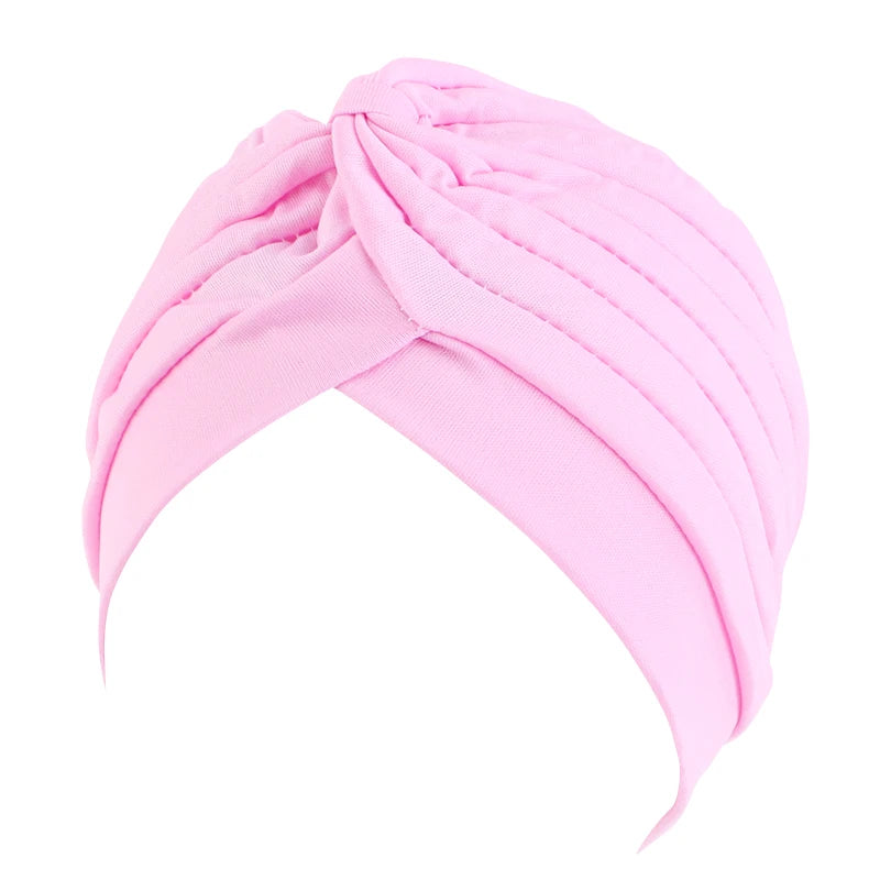 New Knotted Ruffle Turban Ladies Soft Headscarf Casual Streetwear Female Muslim Hijab Indian Hats Cancer Chemo Cap Turbante Beauty World Shop