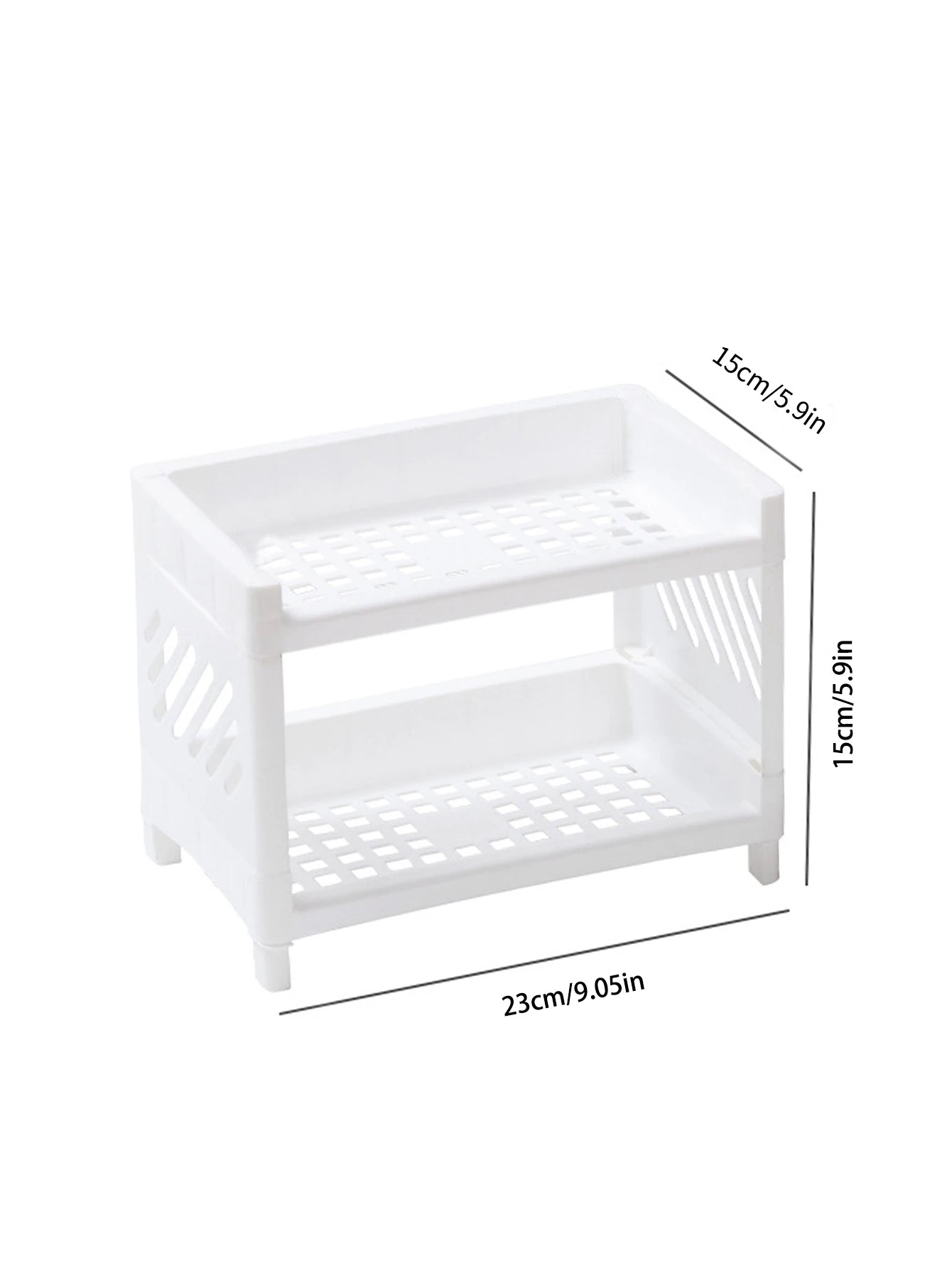 1PC PP Desktop Double Layer Storage Rack Rectangular White Organizing Student Desk Office Cosmetics Stationery Beauty World Shop
