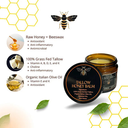 Organic Grass-Fed Beef Tallow Balm with Raw Honey - Moisturizing Cream for Soft, Smooth Skin - Handmade All-Natural Moisturizer Beauty Trend Shop