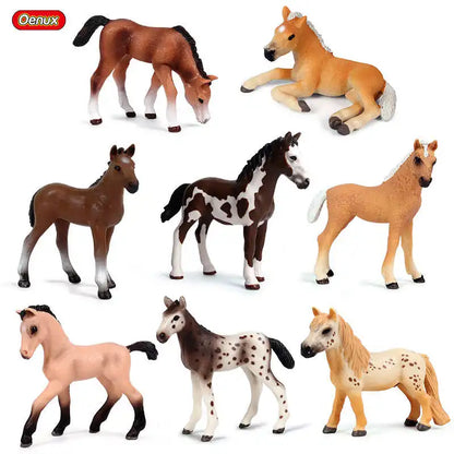 Oenux Farm Stable House Model Action Figures Emulational Horseman Horse Animals Playset Figurine Cute Educational Kids Toy Gift Beauty World Shop