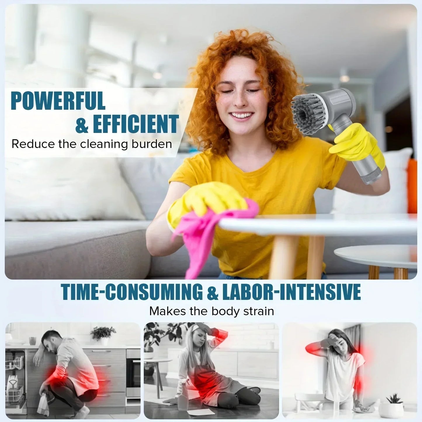 Electric Spin Scrubber, Bathroom Cordless Cleaning Brush Power Scrubber with 5 Replaceable Brush Heads, Electric Cleaning Brush Beauty World Shop