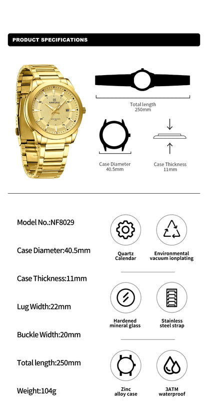 2024 Top Brand NAVIFORCE Mens Watches Stainless Steel Strap Casual Male Quartz Sports Wristwatch Luxury Waterproof Date Clock Beauty World Shop
