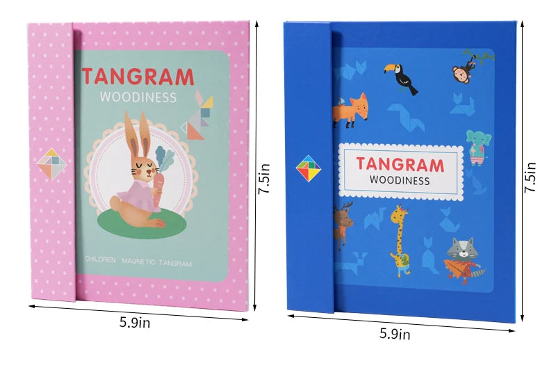 Magnetic Wooden Tangram Block Puzzle Game for Kids - Montessori Educational Intelligence Jigsaw Children's Gift Beauty Fashion