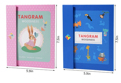 Magnetic Wooden Tangram Block Puzzle Game for Kids - Montessori Educational Intelligence Jigsaw Children's Gift Beauty Fashion