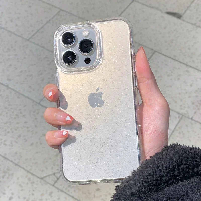 New Luxury Bling Glitter Clear Case For iPhone 16 15 14 13 12 11 Pro Max Mini X XR XS Shockproof TPU Transparent Soft Cover Beauty World Shop
