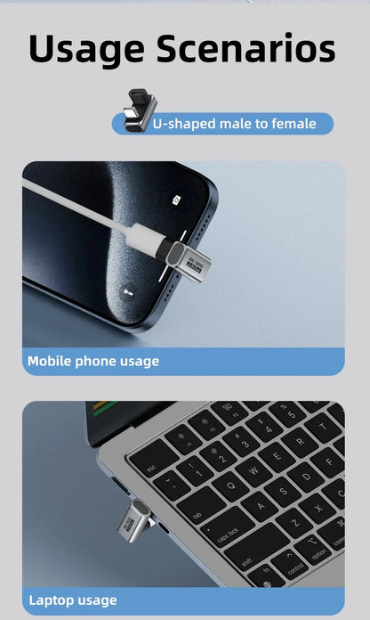 USB4.0 PD240W 8K60Hz Charger Connector for  80Gbps High Speed USB C OTG U-Shape Straight Angle dapter For Macbook iphnoe15/16