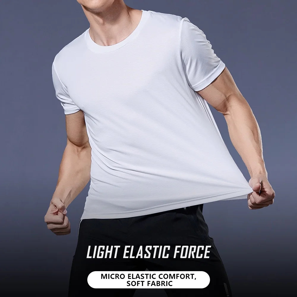 Men's Quick Dry Short Sleeve Gym Running Moisture Wicking Round Neck T-Shirt Training Exercise Gym Sport Shirt Tops Lightweight Beauty World Shop