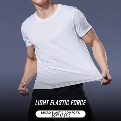 Men's Quick Dry Short Sleeve Gym Running Moisture Wicking Round Neck T-Shirt Training Exercise Gym Sport Shirt Tops Lightweight Beauty World Shop