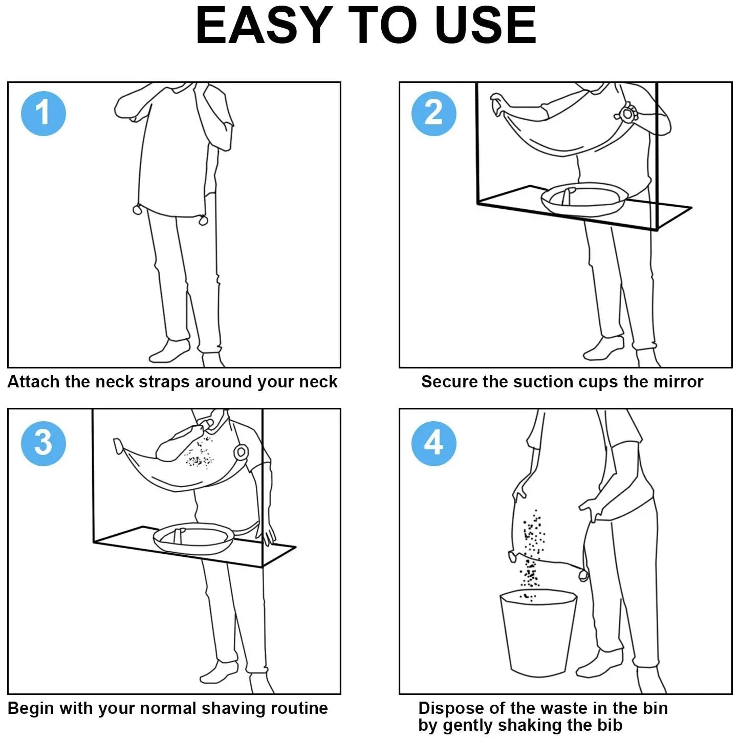 Male Shaving Apron Beard Catcher Cape Care Bib Face Shaved Hair Adult Bibs Shaver Cleaning Hairdresser Gift for Man Clean Apron Beauty World Shop
