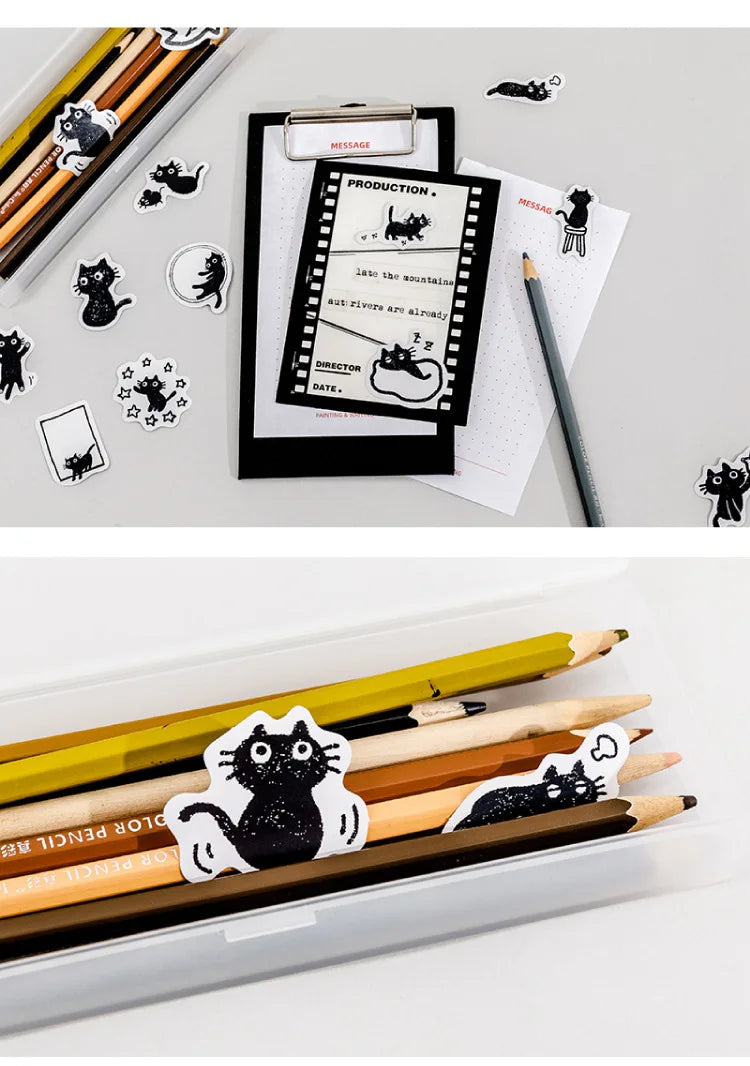 45Stickers / Box Kitten Notebook Boxed Stickers Cartoon Cute Decorative Photo Album Diy Stickers Growth Manual Beauty World Shop