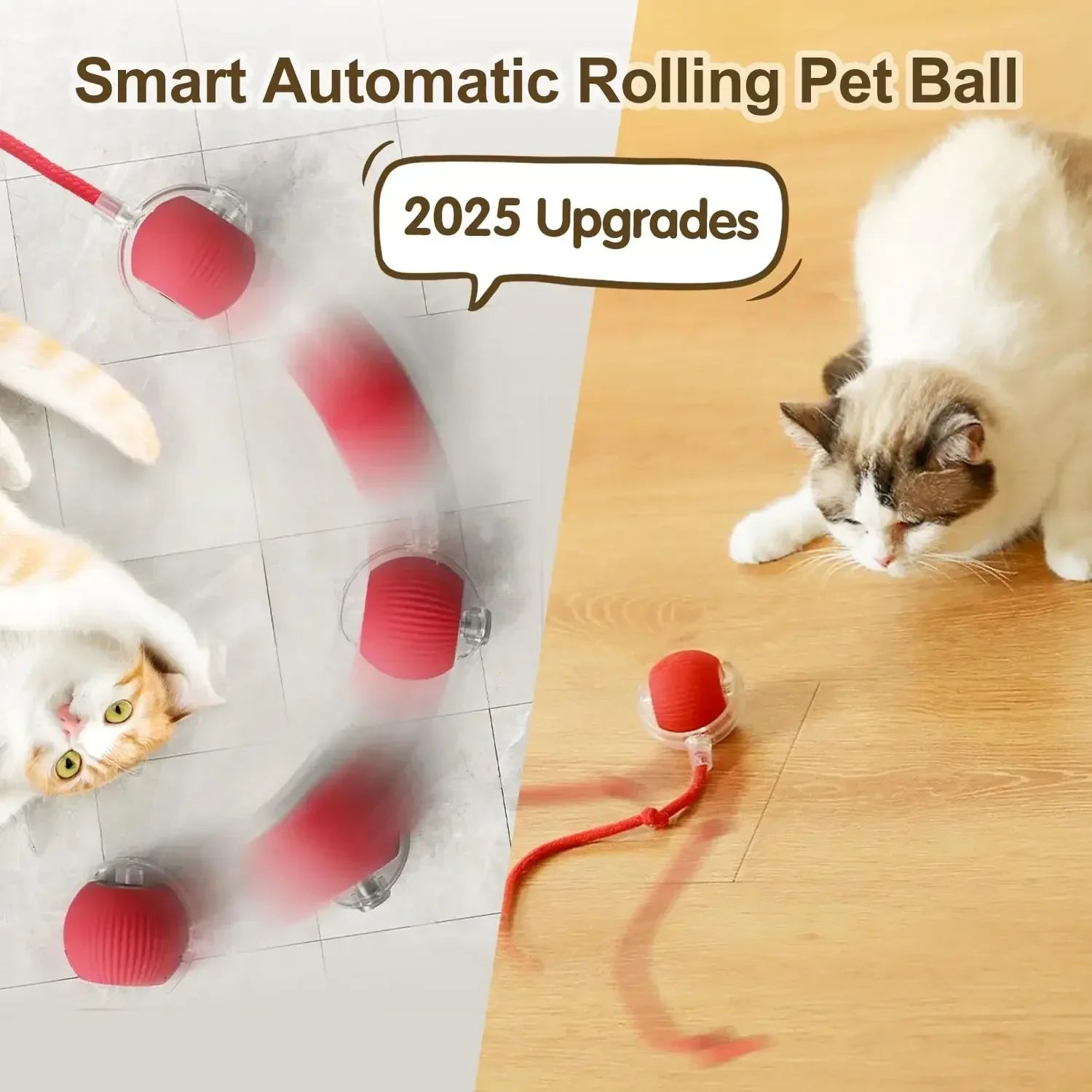 Cat Interactive Ball Toy, Automatic Rolling Ball with Tail, Rechargeable Smart Pet Interactive Toy, Intelligent Mouse for Cat Beauty World Shop
