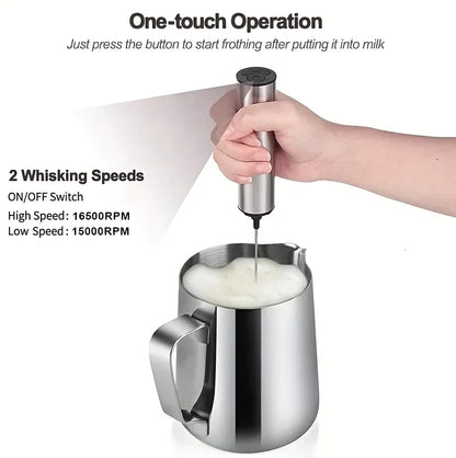 Rechargeable Stainless Steel Milk Frother 2 Speeds for Latte Cappuccino Espresso Home And Barista Use Beauty World Shop
