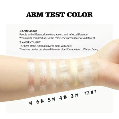Long-lasting Waterproof Fine Shimmer Highlighter, Natural Glossy Effect, Brighten the Contour and Modify the Face Beauty World Shop