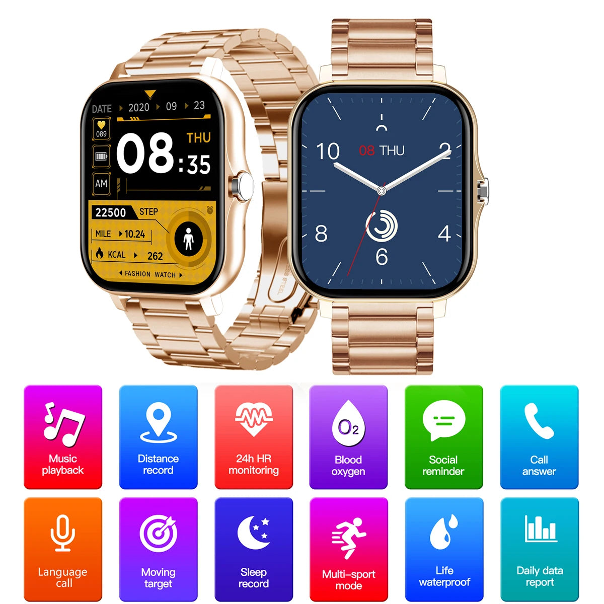 1.83'' Waterproof Smart Watch with Message Answer Call Sleep Monitoring Sports Pedometer Information Alerts For iPhone Android Beauty World Shop