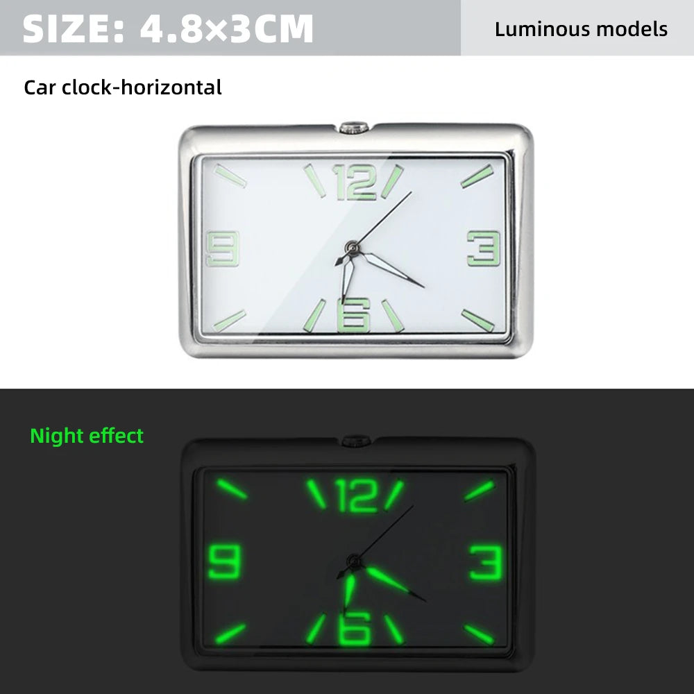 Auto Fashion Square Watch Car Clock Interior Decoration Self-adhesive Electronic Vent Clip Watch Automobile Quartz Clock Beauty World Shop