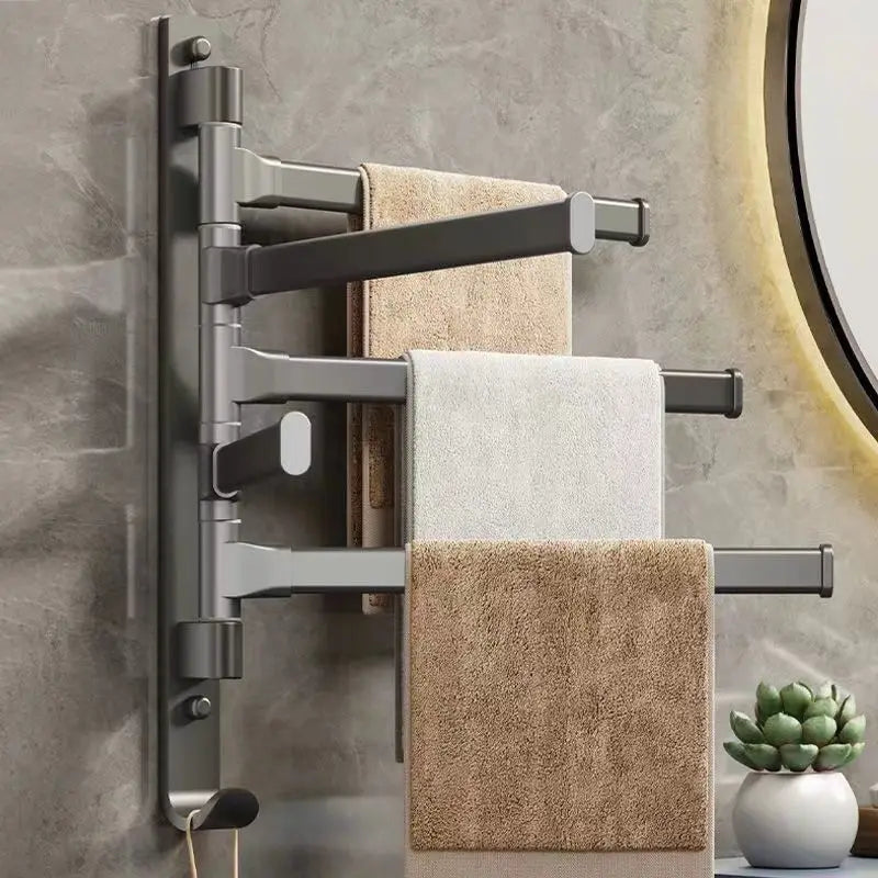Bathroom Towel Rack Rotatable Towel Holder Space Aluminum 2/3/4/5-Bar Towel Hanger Kitchen Shelf Paper Hanging Wall Mounted Beauty World Shop