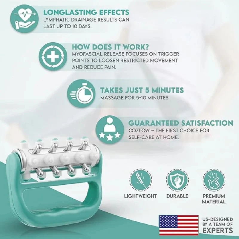 Lymphatic Drainage Massager (Green) Ultimate Fascia Release & Scar Tissue Massage Tool Personal Handheld Massage Ro Beauty World Shop
