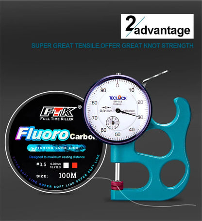 100m Fluorocarbon Bait Fishing Line, Carbon Fiber Fly Fishing, Wild Fishing, Sea Fishing, Fishing Accessories, Tools, Outdoor Beauty World Shop