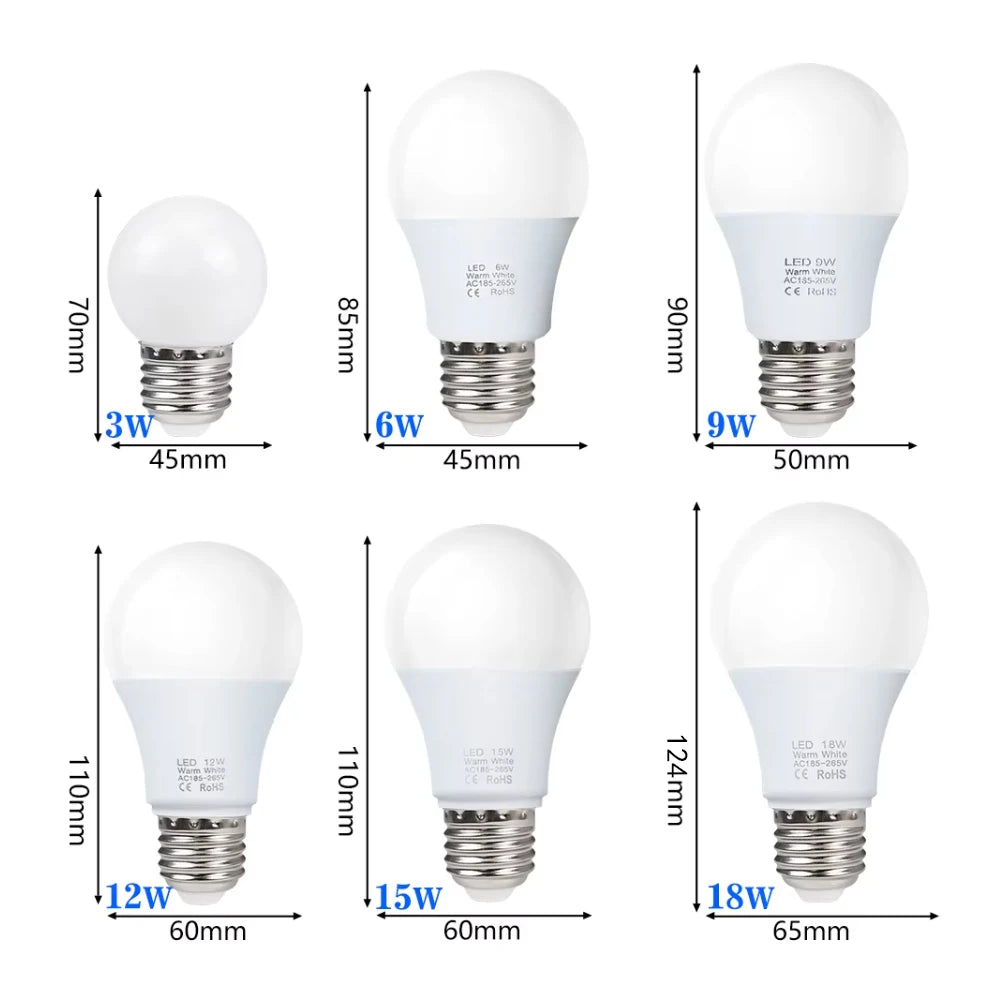 4pcs/lot E27 LED Bulb Lamps AC 220V SMD2835 3W 6W 9W 12W 15W 18W Lampada Led Light Bulbs Living Room Home Indoor LED Bombilla Beauty World Shop