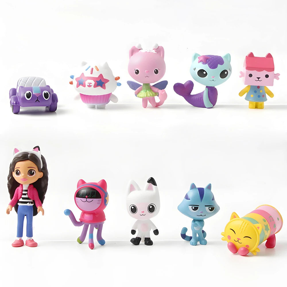 NEW 10pcs Anime Figure Toy Gab Smiling Car Cat Hug Dolls Mercat Cartoon Birthday Gift Beauty World Shop