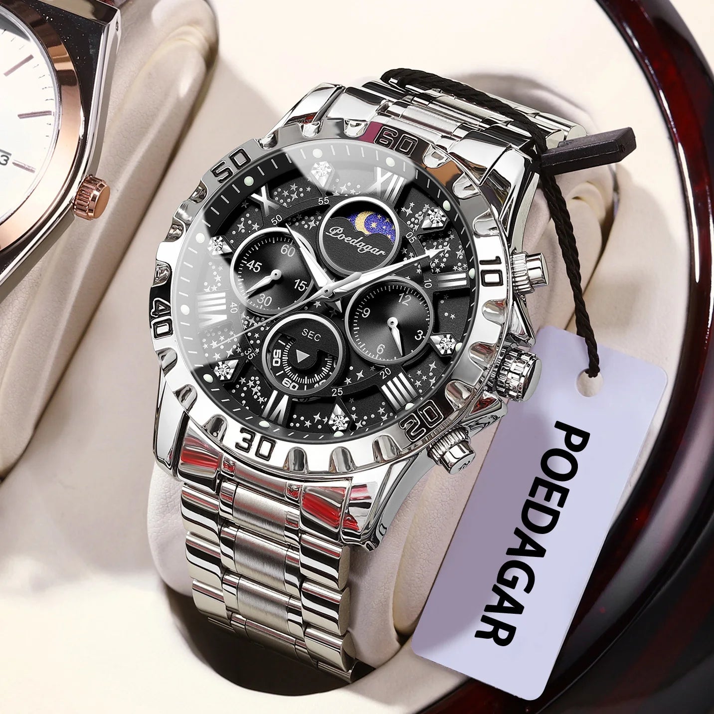 POEDAGAR Luxury Man Watch Waterproof Luminous Stainless Steel Quartz Men's Wristwatch Chronograph Military Watches For Men Reloj Beauty World Shop