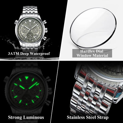 POEDAGAR Luxury Fashion Men Watch Stainless Steel Waterproof Luminous Quartz Male Clock Date Chronograph Military Men's Watches Beauty World Shop