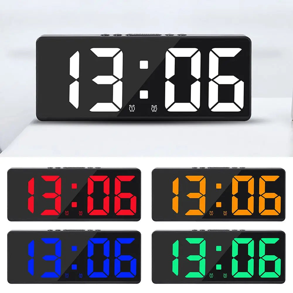 Creative Number Clock Color Nightlight Temperature Calendar Alarm Clock LED Large Number Electronic Clock Backlight Home Decor Beauty World Shop