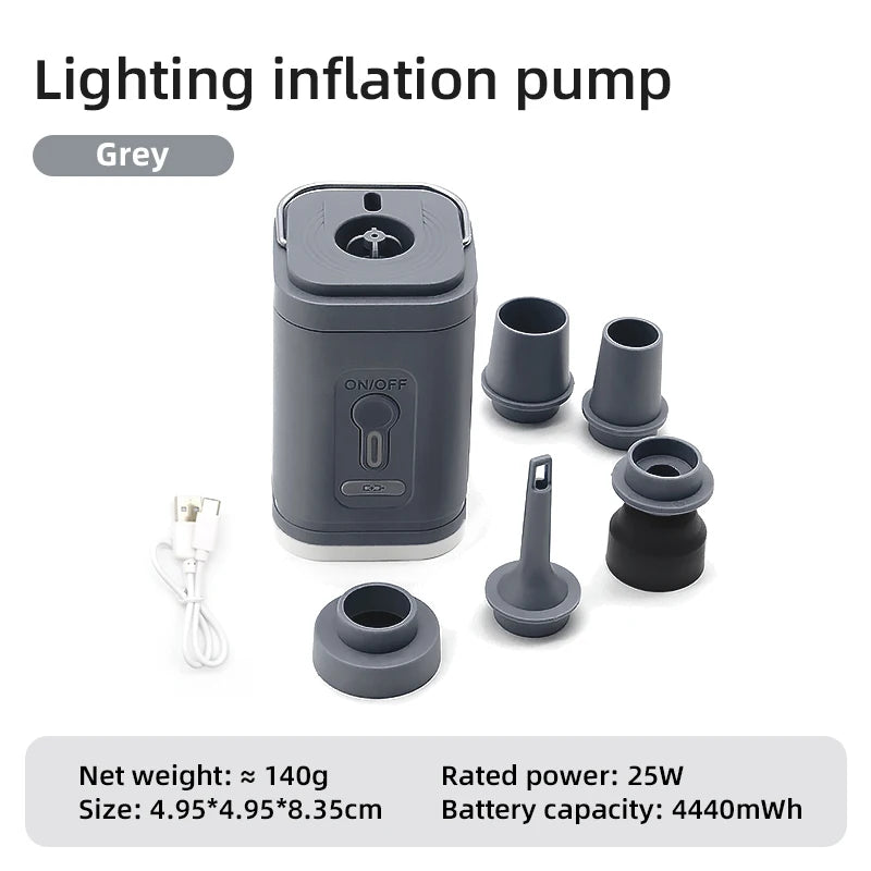 3 in 1 Electric Air Pump with Lights Mini Wireless Air Compressor USB Charging Inflator/Deflator Pumps for Outdoor Camping Beauty World Shop
