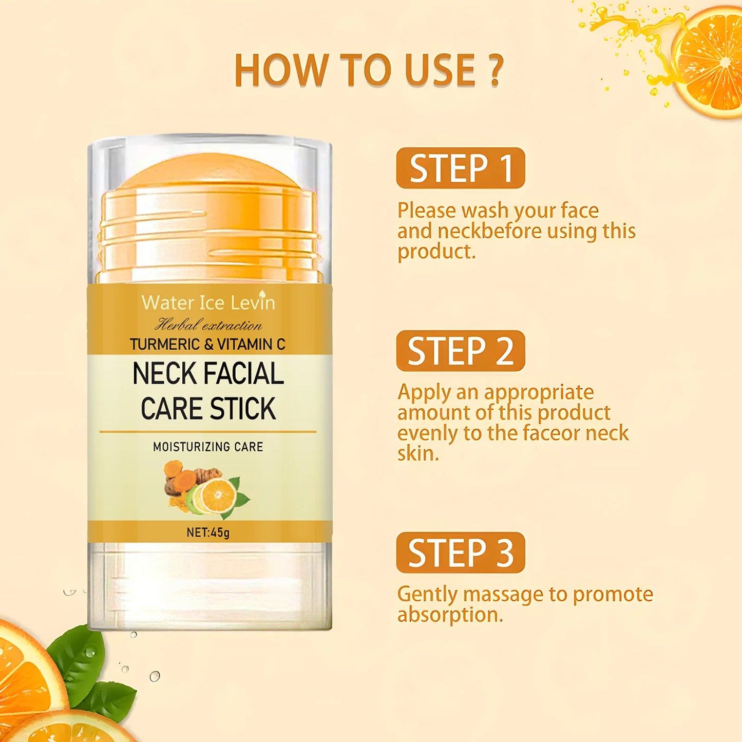 Turmeric & Vitamin C Neck Care Stick, Moisturizes with Herbal Extracts for Smooth, Glowing, Elastic Neck Skin Beauty World Shop